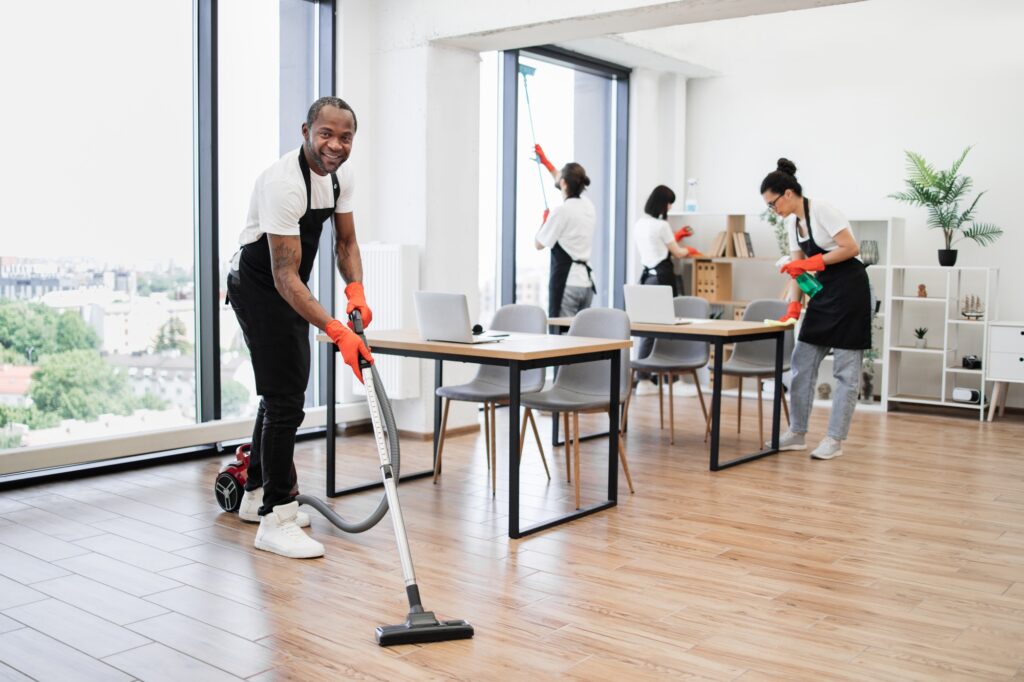 Professional service team of cleaning company.